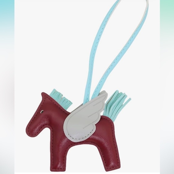 Pegasus pony horse bag charm luxury look for less in burgundy with blue - Picture 1 of 1